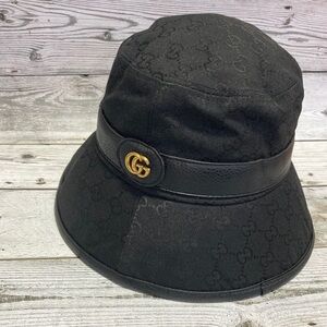 Gucci Black Bucket Hat with Gold Logo